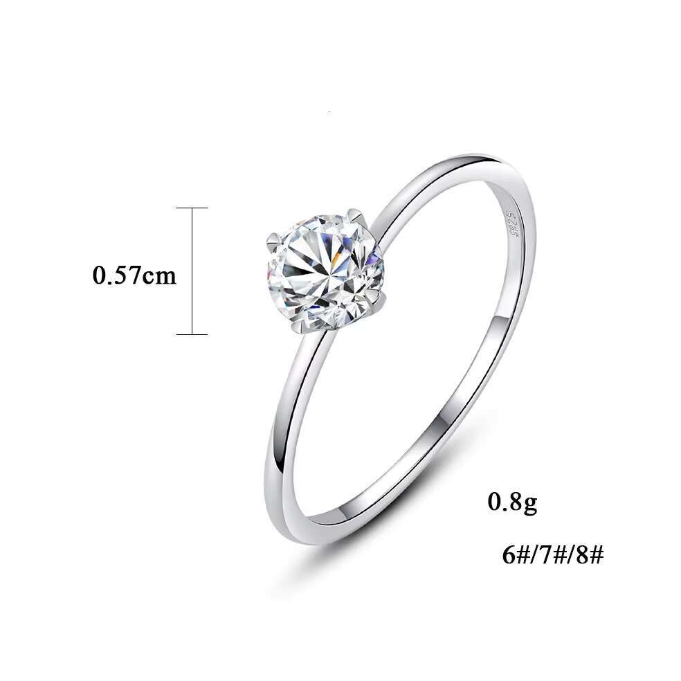 Womens 0.5 CT Moissanite 925 Sterling Silver Engagement Rings