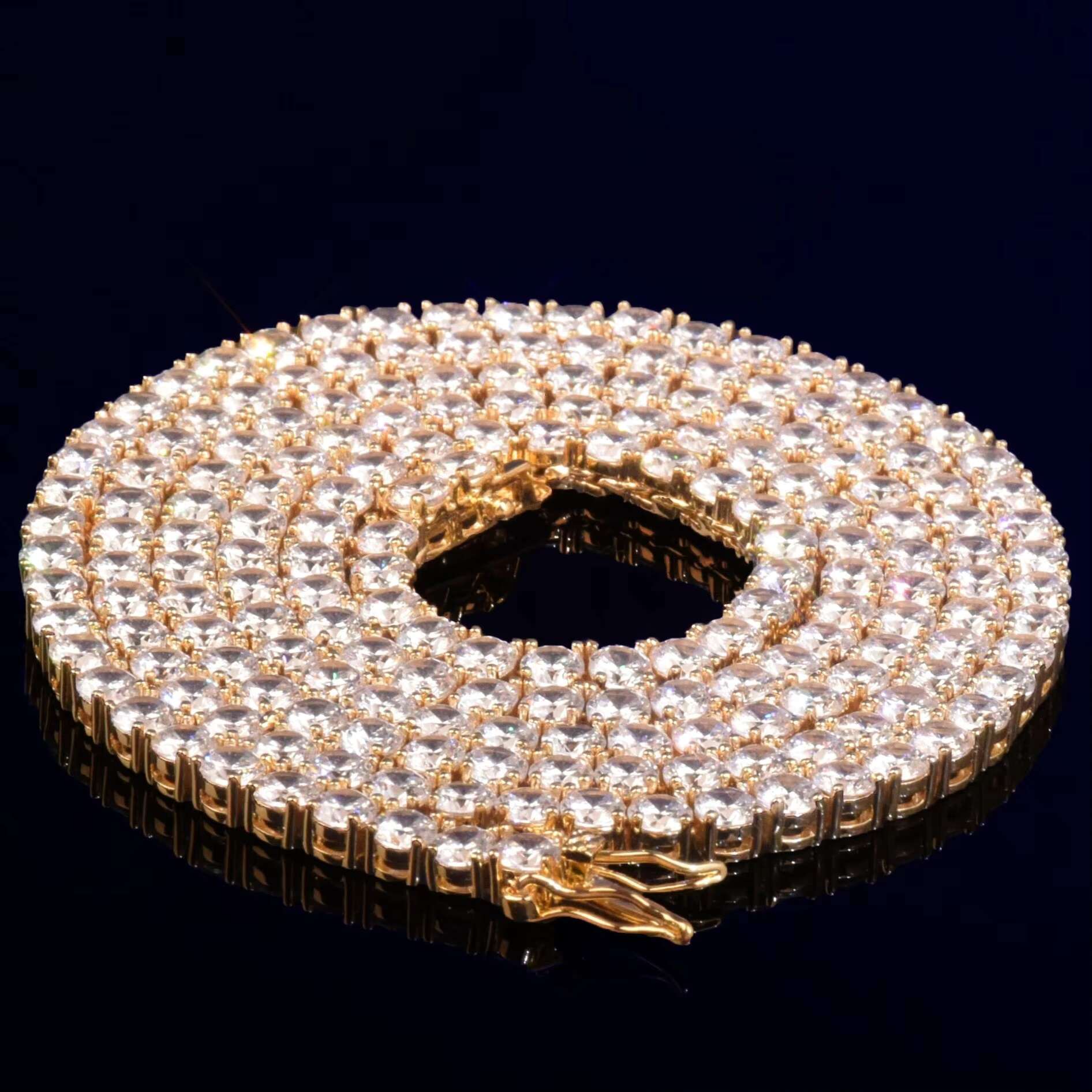 Premium Quality Iced Out Moissanite Tennis Chain With VVS Clarity Hip Hop Moissanite Diamond Tennis Chain for Men