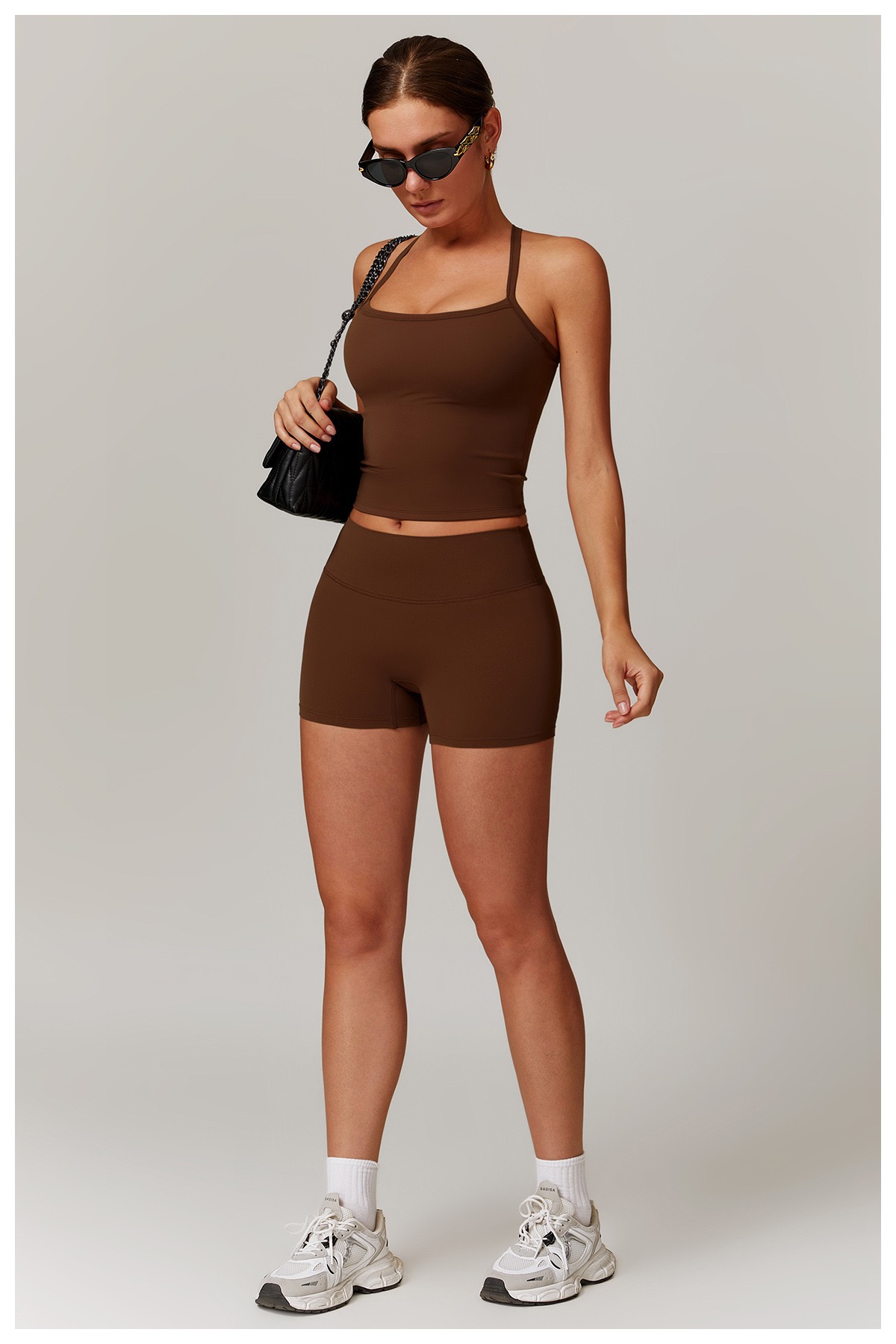 2026 New Pants Women Yoga Two-Piece Set Short Running Tank Top+ Long outdoor Pant Solid Color Sports Bra With Fitness Free Shipping