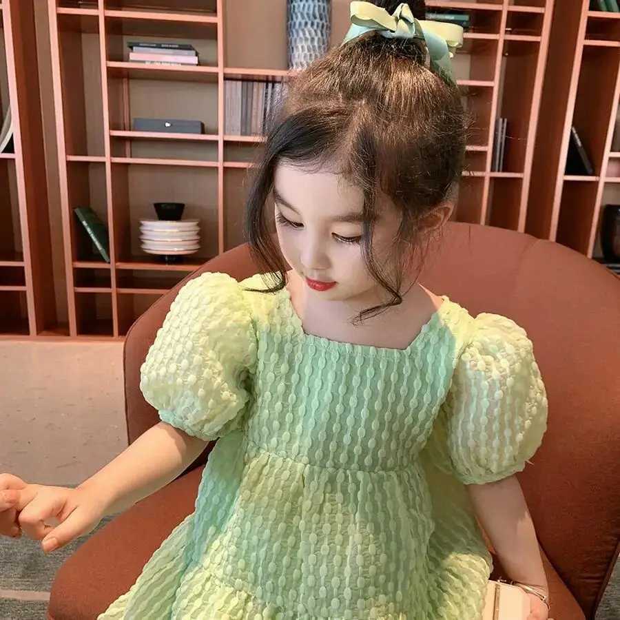 Girls Baby Short Sleeve Dress 2023 New Summer Childrens Open Bow Princess Dress W250326