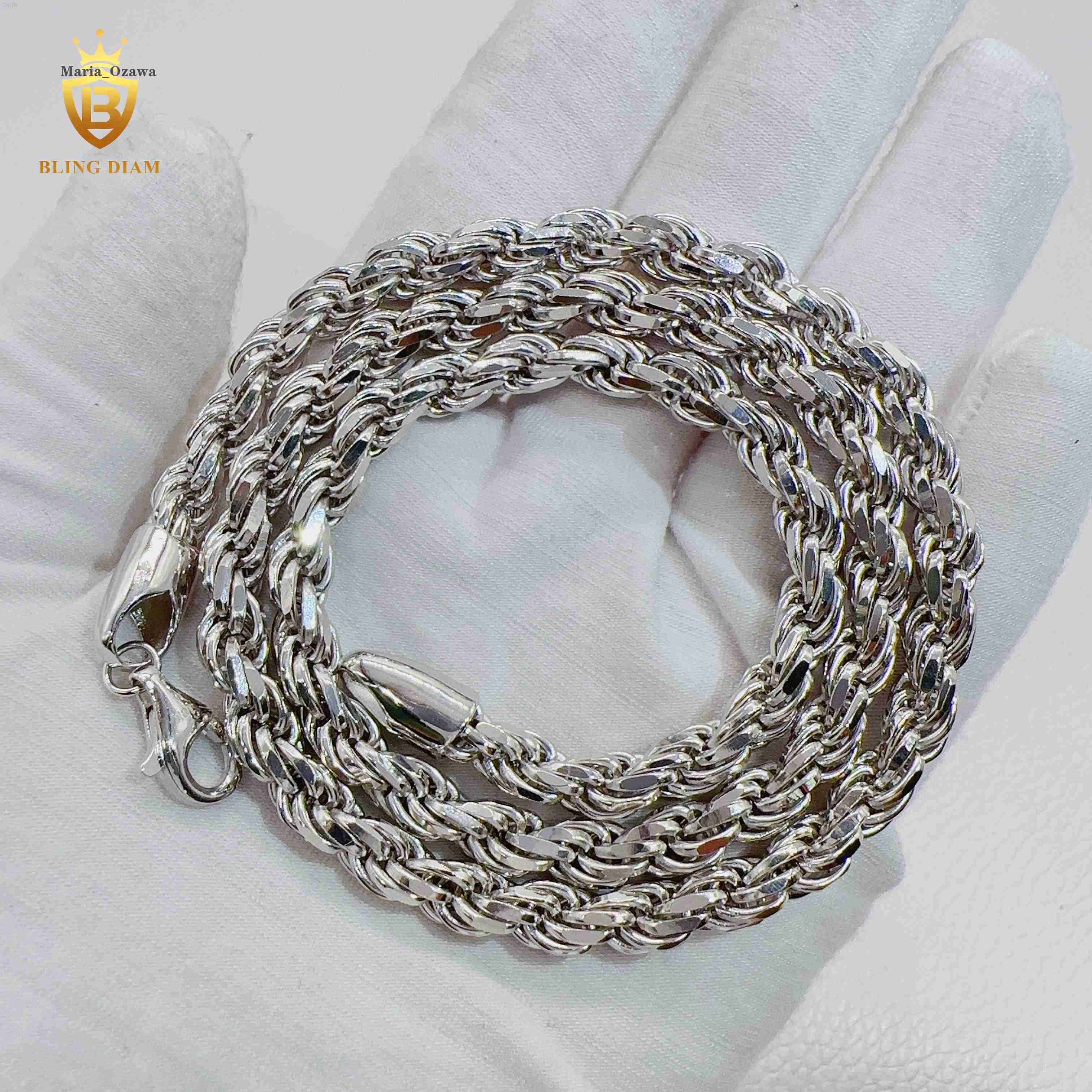 Custom Hip Hop Jewelry 6mm Classical Necklace 925 Sterling Silver Rope Chains for Men Women