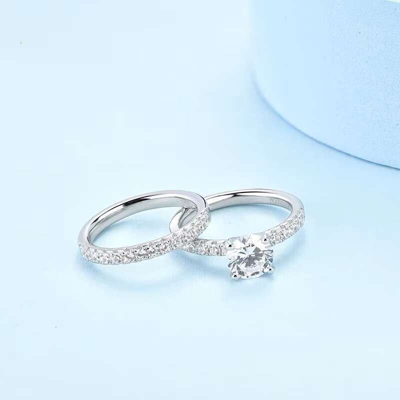 Moissanite Engagement Ring Fine Jewelry 925 Sterling Silver Rhodium Plated Ring Zircon Lovers Wedding Ring Stacking