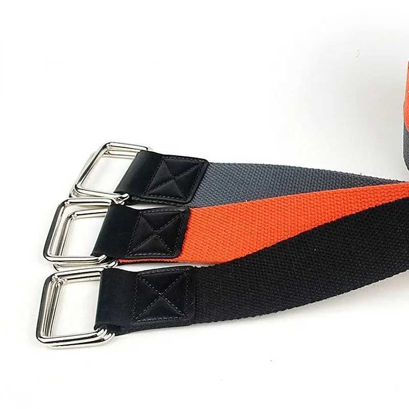 Mens belt trend double loop buckle canvas womens belt cargo outdoor sports jeans set pants black and white orange red blue belt W250326