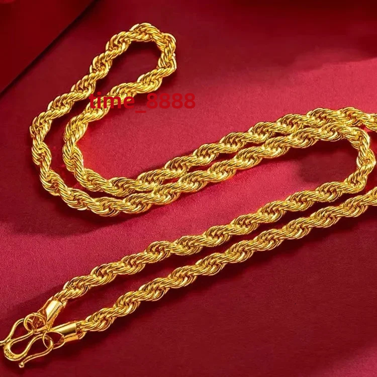 Hemp rope style 18K gold necklace faucet twist chain AU750 necklace men 60 cm gift certificate