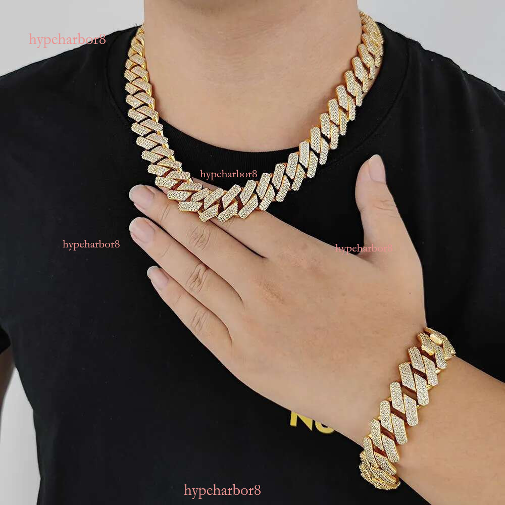 Wholesale Vvs Moissanite Dia Hip Hop Jewelry Necklace 20mm Ice Out Miami Cuban k Chain S Sier Bracelet