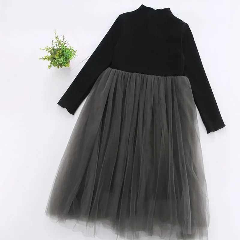 Girls winter dress autumn new casual childrens fluffy high-heeled bottom dress big childrens dress winter princess dress W250326