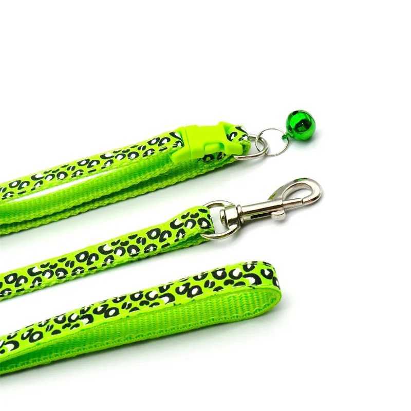 New pet leash and collar set with cute leopard print small cat and dog collars dog walking vest pet supplies X250326