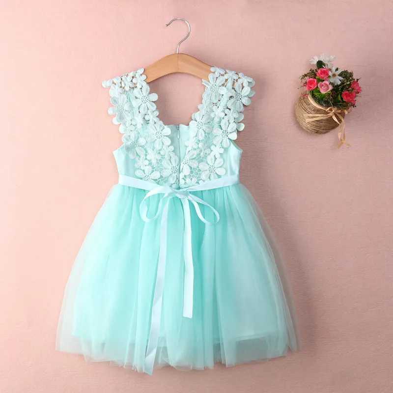 New XMAS Baby Girls Par Lace Tulle Flower Dress Fancy Dridesmaid Dress Sundress Girls Thanksgiving Dress W250326