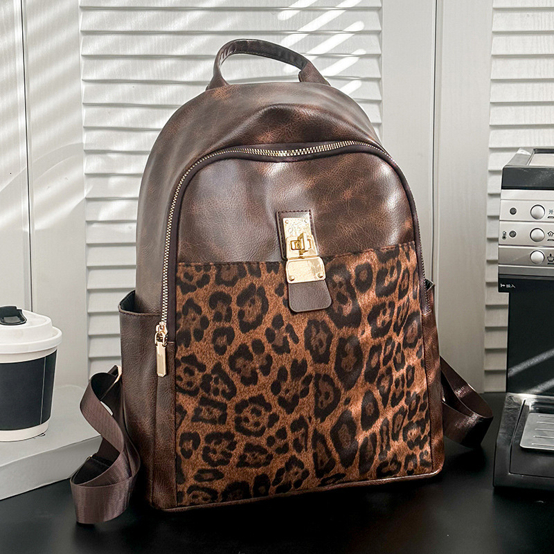 2024 New Personalized Leopard Print Bag Niche Casual Trend With Multi-Functional Women's Backpack
