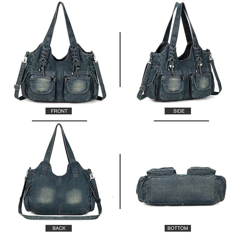 Ipinee Women's Denim Bag Y2k Vintage Blue Jean Purse And Handbags Crossbody Shoulder Wallet Large Capacity