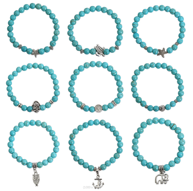 Men women bead bracelets, turquoise bracelets, Bohemian ethnic style bracelets