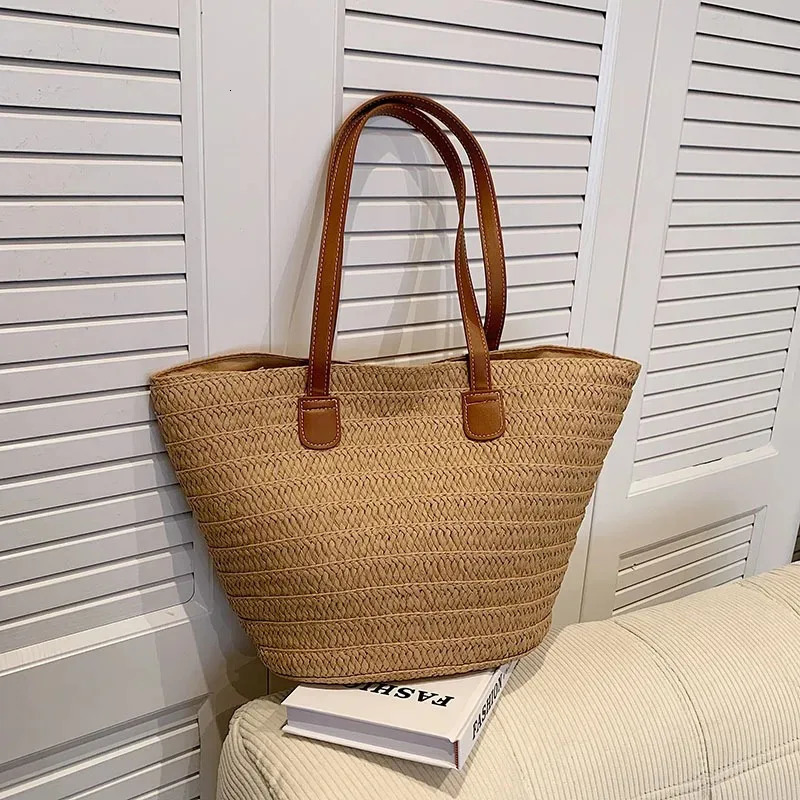 2025 model Womens Large Capacity Shoulder Bag Summer Straw Woven Basket Handbag Fashion Female Beach Bag 250325