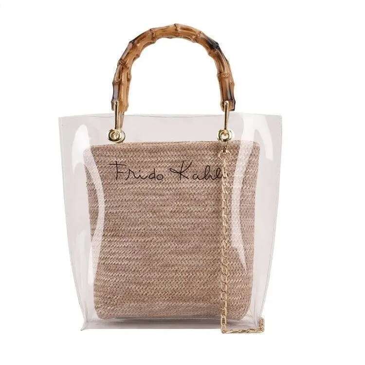 Women's Bags Designer Brand New Fashion Chain Bamboo Crossbody Women's Single Shoulder Hand Transparent Jelly Tote Bucket Bag Hot Sale