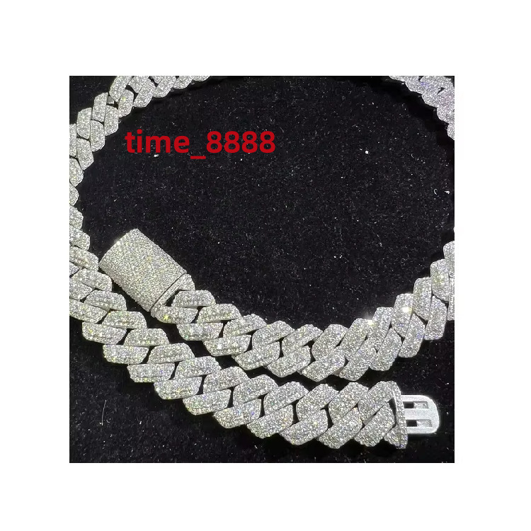 Manufacturer Direct Sales High Quality Luxury 18mm Cuban Chain Necklace for Women Moissanite Jewelry