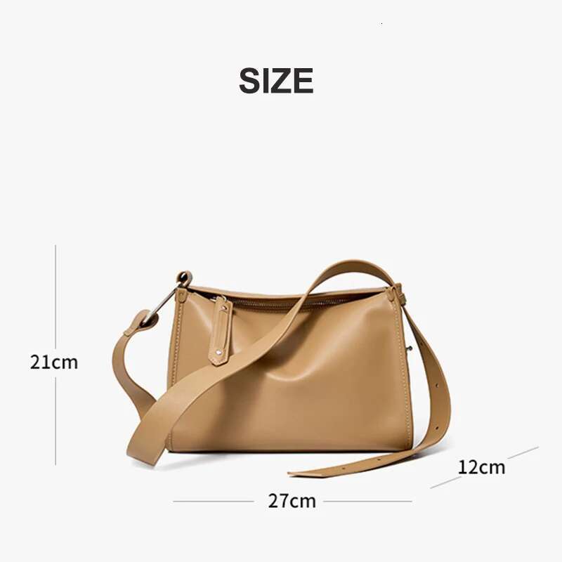 New Cowhide Women's Fashion Rivet Adjustable Shoulder Strap Woman Crossbody Bags Genuine Leather Female Casual Bag
