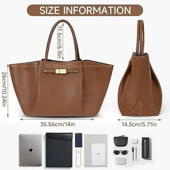 2025 Winter New Large Capacity Solid Color Pleated Pu Leather Tote High Quality Design Women's Commuter Handbag Shoulder Bag