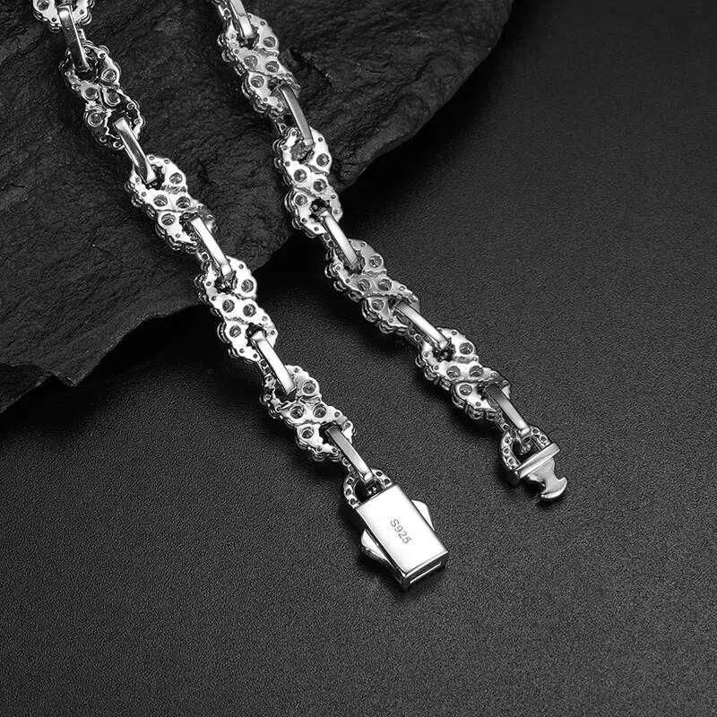 TUHE 8 Words Unisex Iced Out Moissanite Bracelet For Men Hip Hop Jewelry
