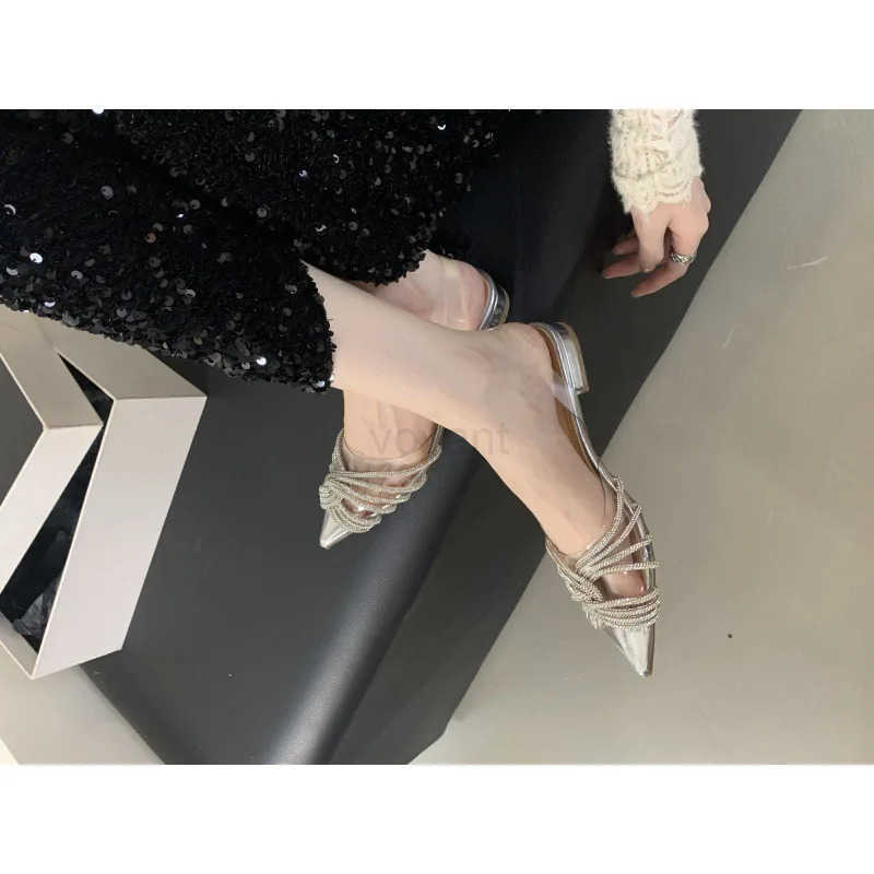 Par Sandals Wan 2024 Cross Ladies Shoes Summer Suit Fem Beige Shallow Mouth New Closed Spring Plastic Girls Cfort Black Z250326