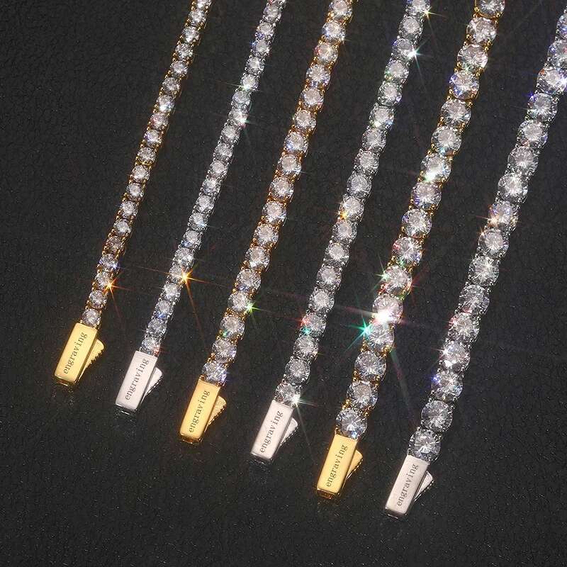 3mm-6mm VVS1 D Color Moissanite Tennis Necklace Womens Men For Hip Hop Jewelry Fine S925 Sterling Silver Chain Engraving Letters