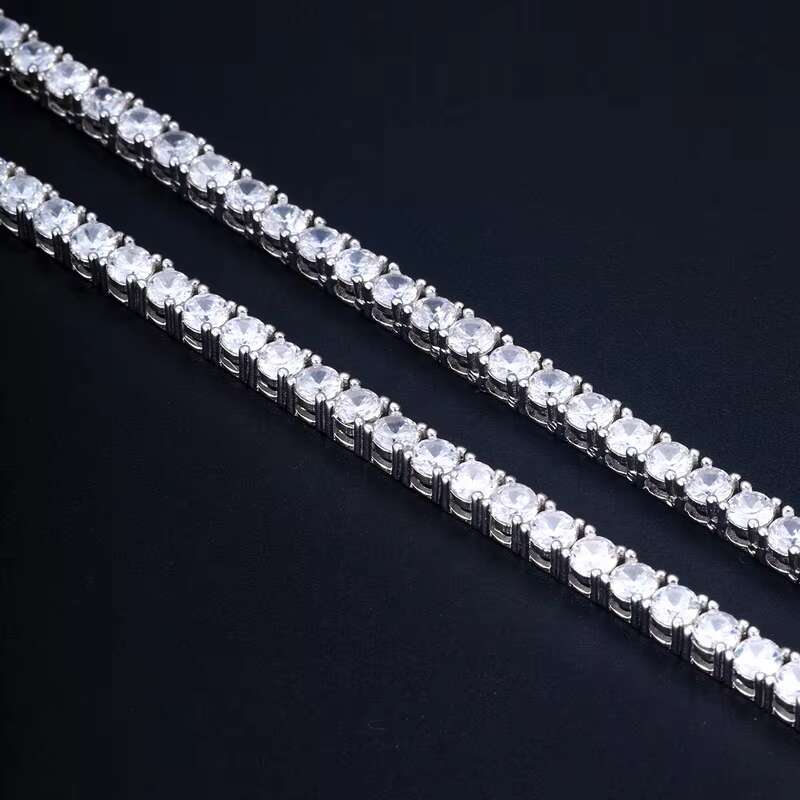 Factory Price Hiphop 3mm Full Size Moissanite Tennis Bracelet Necklace Pass Diamond Tester Tennis Chain 925 Sterling Silver