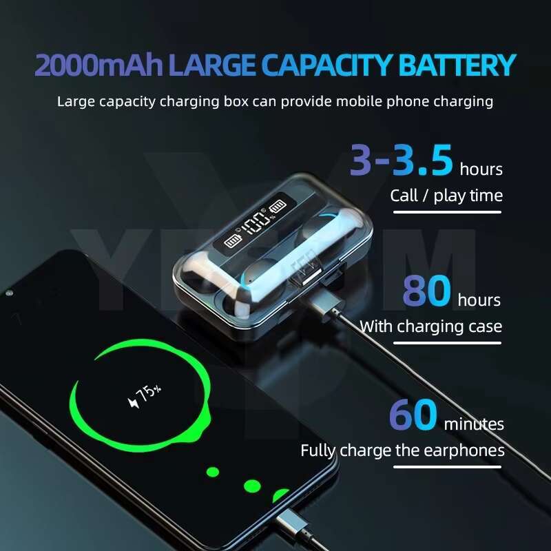 F9 TWS earbuds, fones de ouvido f9 audionos earphones, power pack, wireless earphones