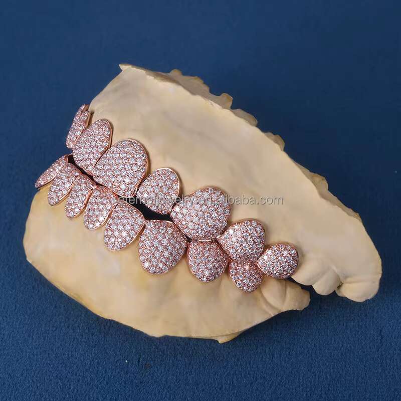 Factory Customized Mens Iced Out VVS Moissanite Natural Lab Diamond Grillz S925 Silver 10K 14K 18K Solid Rose Gold Teeth Grillz
