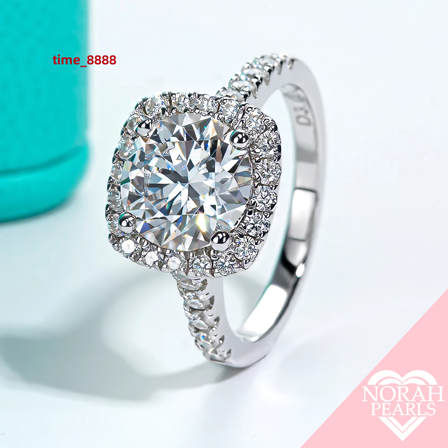 3CT Round Cut D Color Moissanite Halo Ring - 925 Sterling Silver Engagement Jewelry for Women