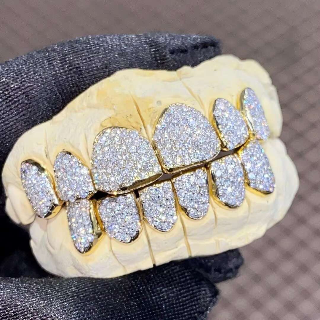 Custom Teeth Grillz 925 Silver 14k 18k Diamond/Moissanite Dental Grills Set Iced Out Grillz Hip Hop Bling Grills Teeth Grillz