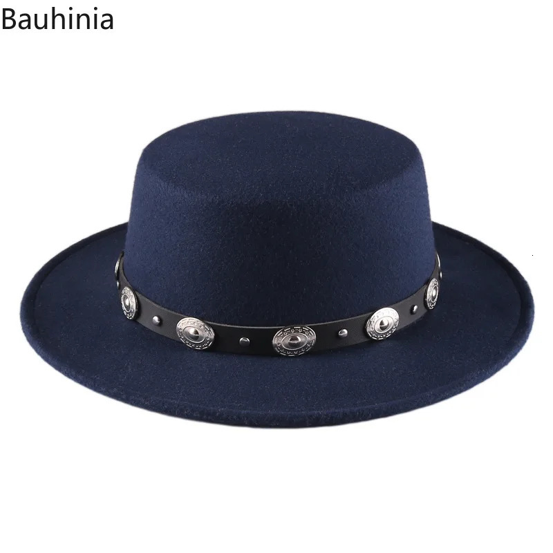Panama retro wide Brim black Fedora hat mens flat top wool jazz hat elegant womens gentleman gambling hat 250325