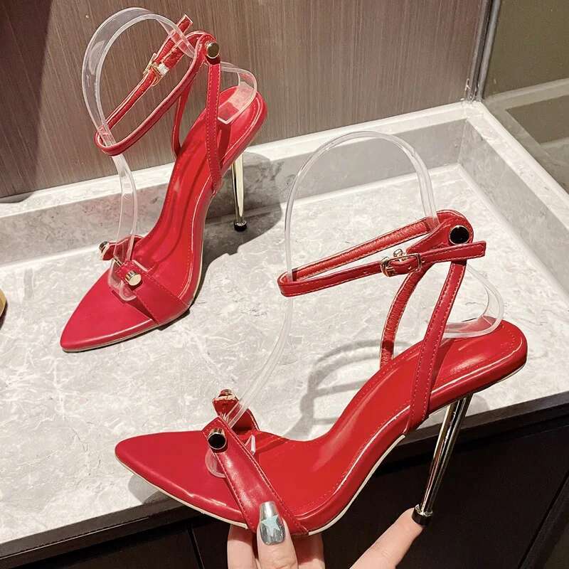 Eilyken Summer Rivet Design Buckle Strap Women Sandals Sexy Open Toe Wedding Stripper Heels Shoes atos De Mujer