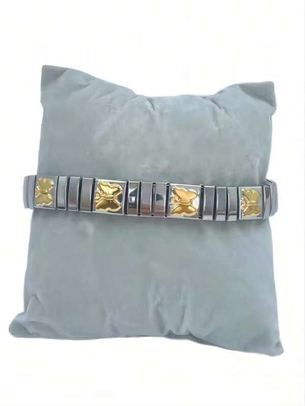 Ins Designer bracelet Sweet and cool niche non fading relief butterfly colored diamond moissanite geometric stainless steel elastic Luxurious jewelry 
