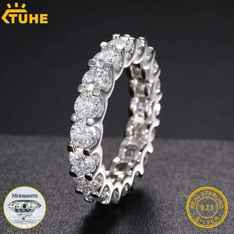 TUHE GRA Certified Unisex 3MM VVS1 Moissanite For Woman Rings 925 Silver Engagement Rings Wedding Band