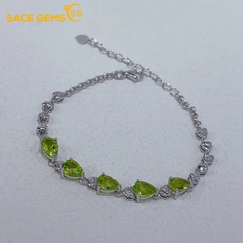 SACE GEMS l 925 sterling silver 5 * 7mm natural periscope gemstone bracelet suitable for women to participate in cocktail parties exquisite jewelry 25
