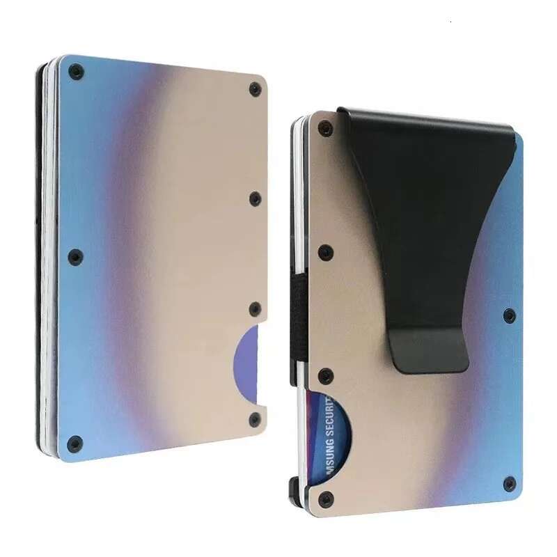 RFID Clip On Metal Wallet Aluminum Alloy Minimalist Credit Card Clip On Designer Wallet 2025 Full-color Ultra-thin Commercial Bank ID Protective Cover