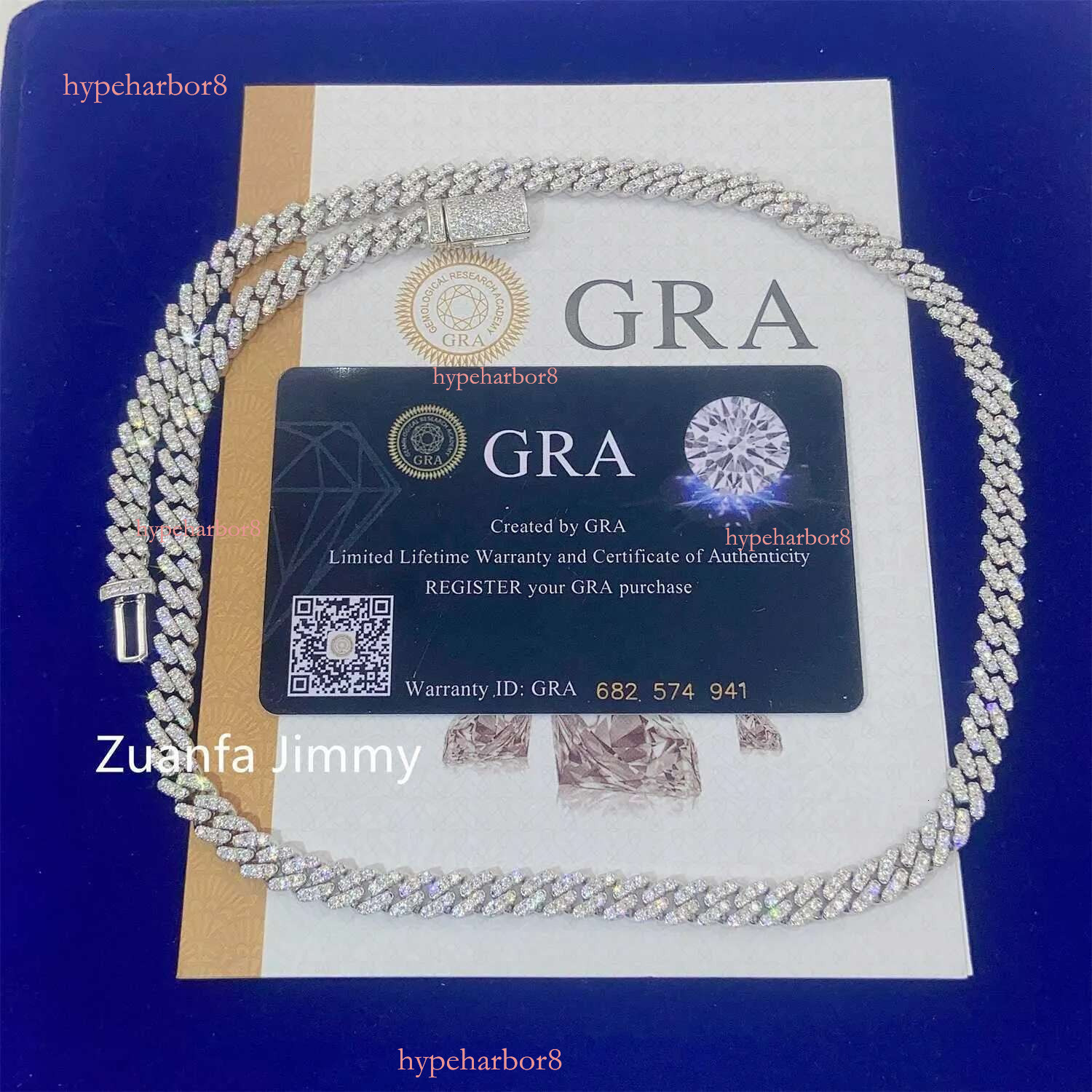 Pass Dia Tester Gra Certificates 6mm 8mm Width One Row Sterg Sier Vvs Moissanite Cuban k Chain Necklace