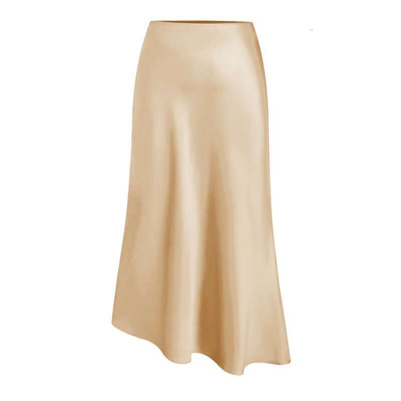 Dongdumaoyi Dames Tie Taille Satijnen Midi Rok Hoge Split Rechte Zoom Effen Kleur Elegante Lange A
