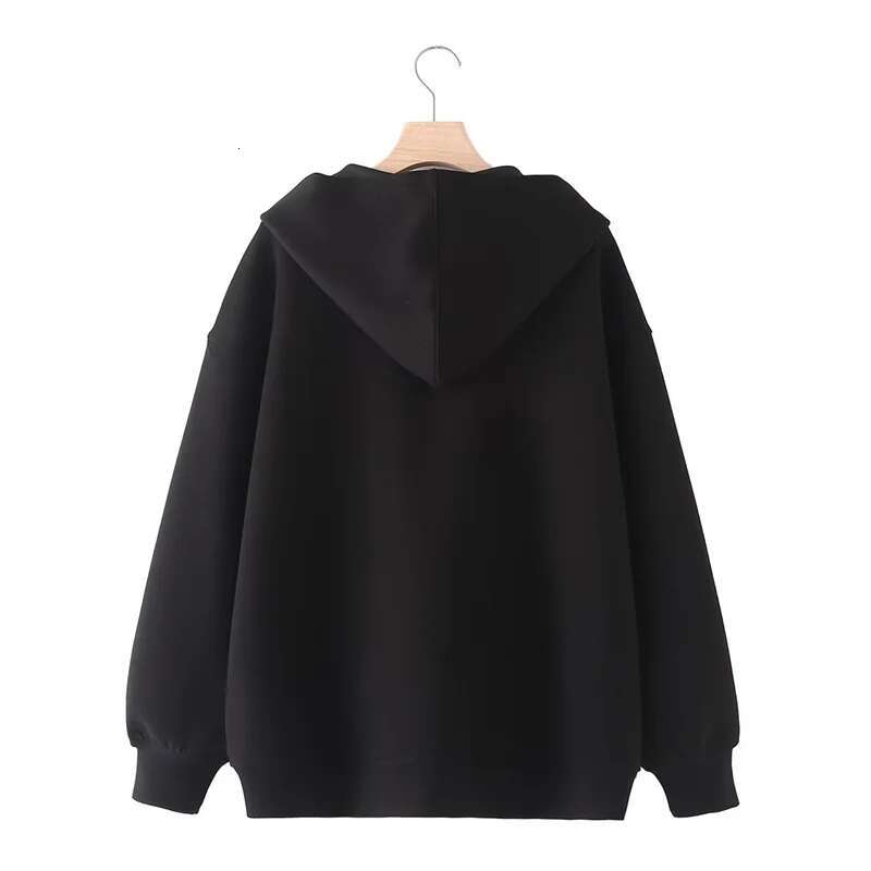 Autumn New Women's Zipper Hoodie High Street Unisex Style Double Pockets Oversize Loose Sweatshirts Outerwear Top