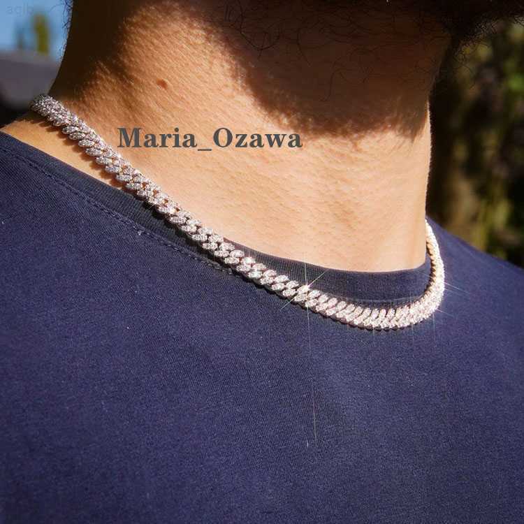 Yu Ying Wholesale Price 925 Silver Single Rows 6.5mm 10mm Wide Moissanite Diamond Necklace Cuban Link Chain for Mens/women