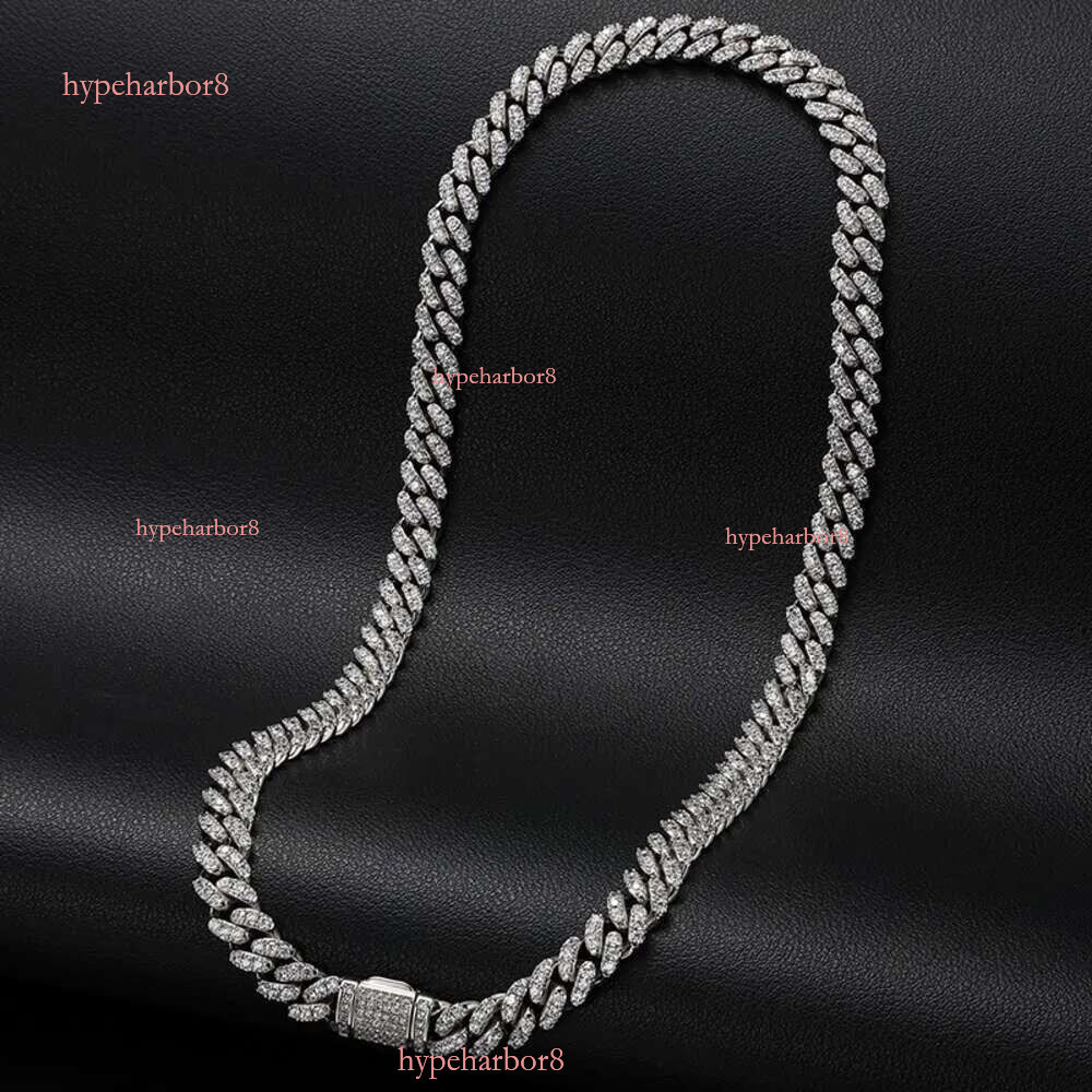 Dropshipping Punk Men Jewelry 8mm Gold Plated Sterg Sier VVS Moissanite Dia Iced Out Cuban k Chain Necklace