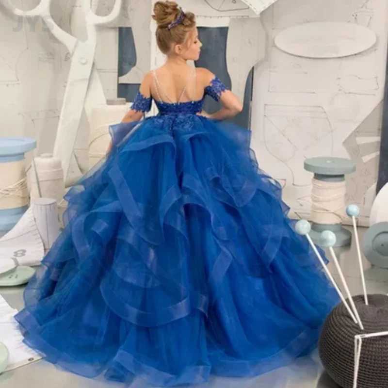 Customized floral girl dress ball dress sheer shoulder birthday wedding Par dress sweet 16 first piece of Communion dress W250326