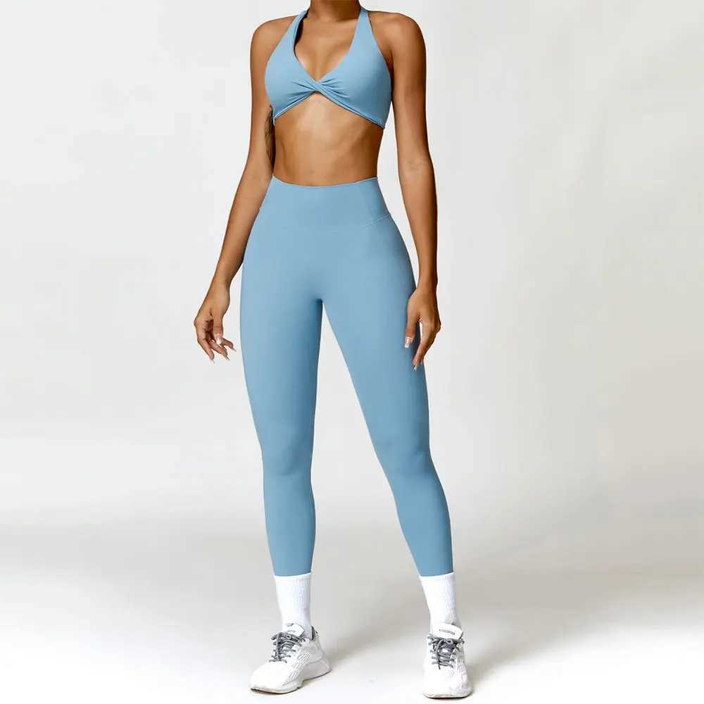 Womens seamless yoga set 2PCS gym fitness suit womens push up bra high waist leg sexy fitness sportswear W250326