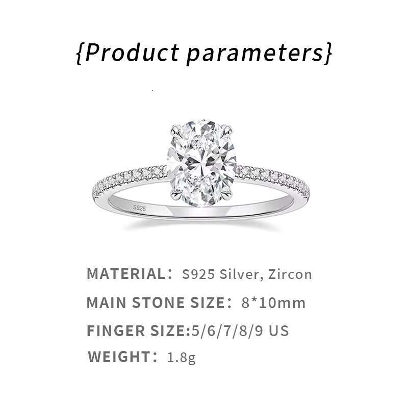 Personalized S925 Sterling Silver Plated 9k/10k/14k/18k Gold Oval Cut Zircon Diamond Engagement Ring Fot Women
