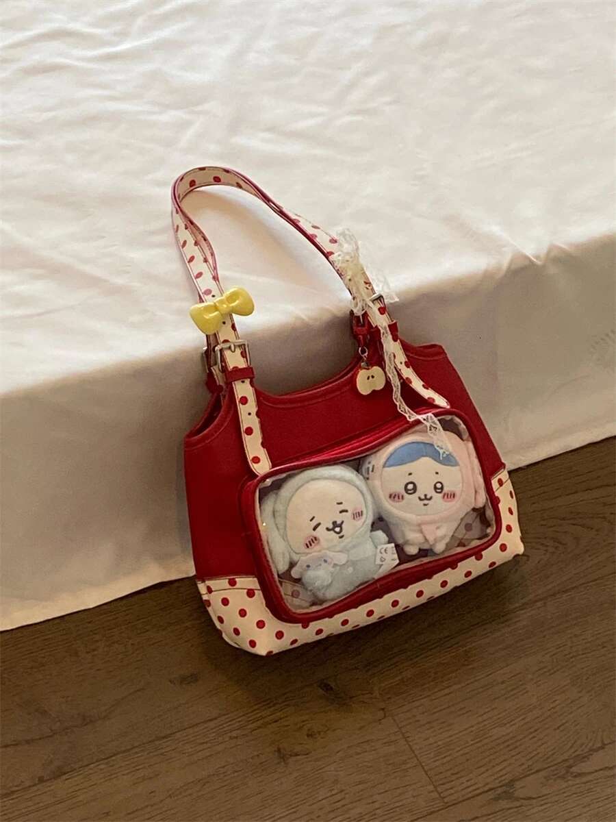 Christmas Red Double Side Back Transparent Itabag Cute Small Capacity Sweet Casual Shoulder Bag Bolso Handbags