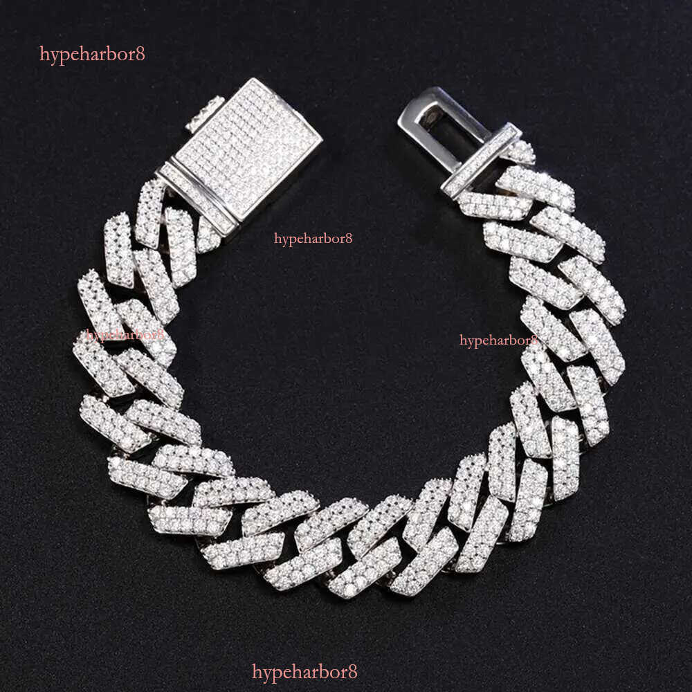 designer chain necklace hip hop jewelry 15mm wide 2rows k chains vvs moissanite white gold plated sterg sier cuban bracelets