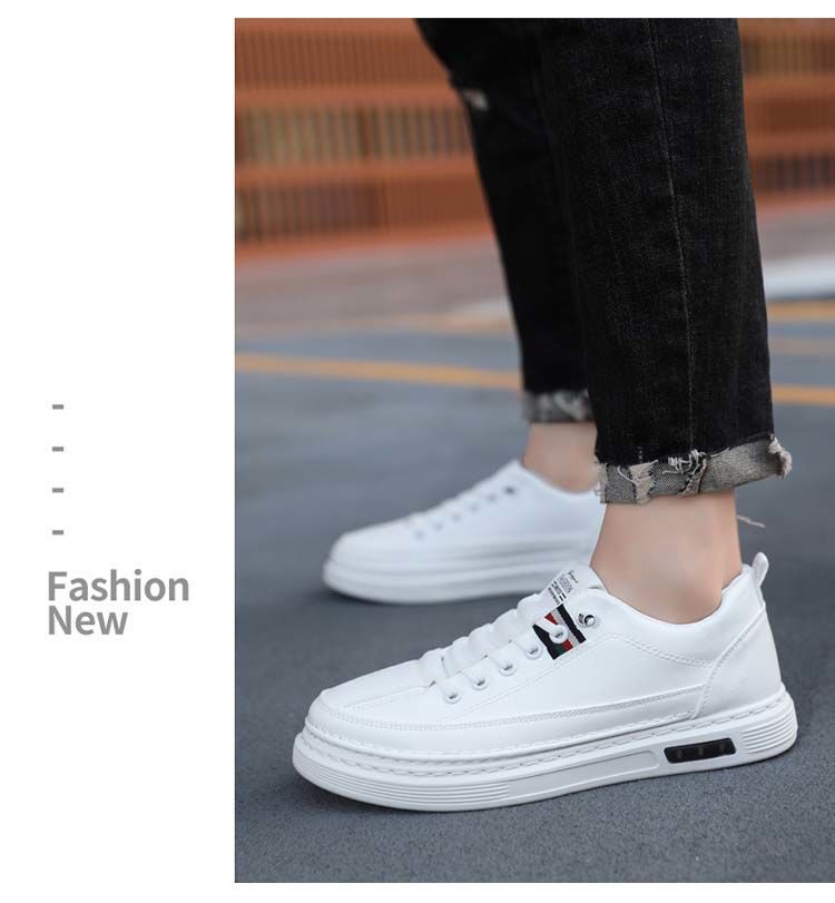 Men's 2025 Spring New White Man Casual Shoes Outdoor Sports Fashion Sneaker Soft Soles Breathable Leather Footwear