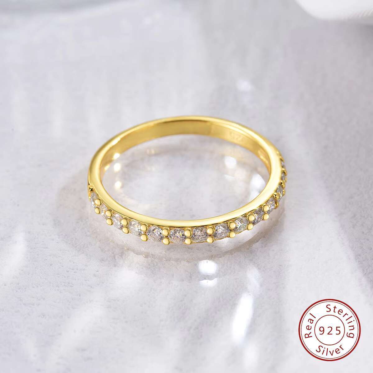 0.1ct Moissanite Diamond Band Ring 925 Sterling Silver 18k White Gold Moissanite Ring for Women Engagement Gift Fine Jewelry