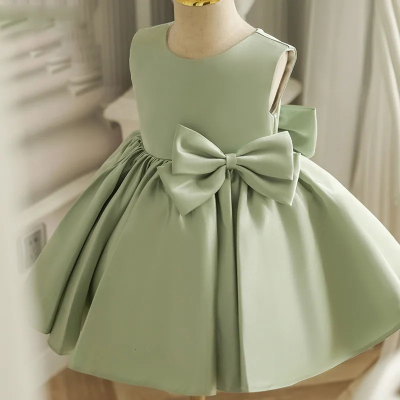 Toddler Baby Girls Dress Baptism Dress for Girls 1st Birthday Party Wedding Bow Dress Kids Formal Occation Tutu Fluffy Gown 1-5Y 250325