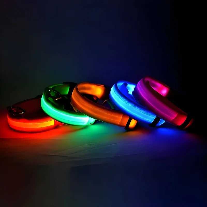 Nylon LED Night Safety Flash in the Dark Pet Shines Light Dog Collar Y250325