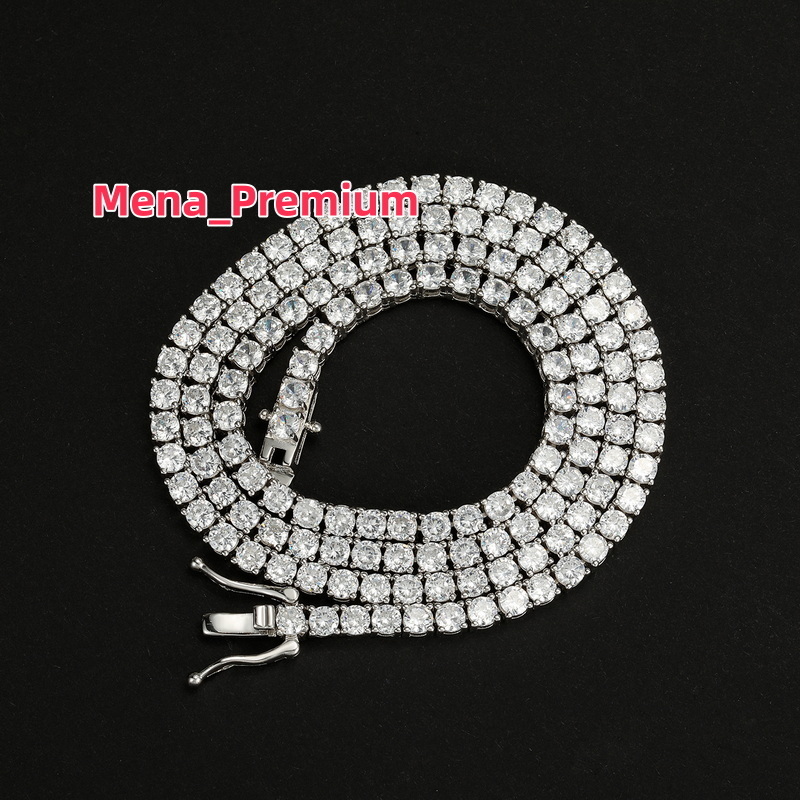 Factory Price Hiphop 3mm Full Size Moissanite Tennis Bracelet Necklace Pass Diamond Tester Tennis Chain 925 Sterling Silver