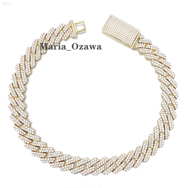 10k Real Solid Gold Yellow Gold Iced Out Lab Diamonds Hip Hop Moissanite Mens Cuban Chain